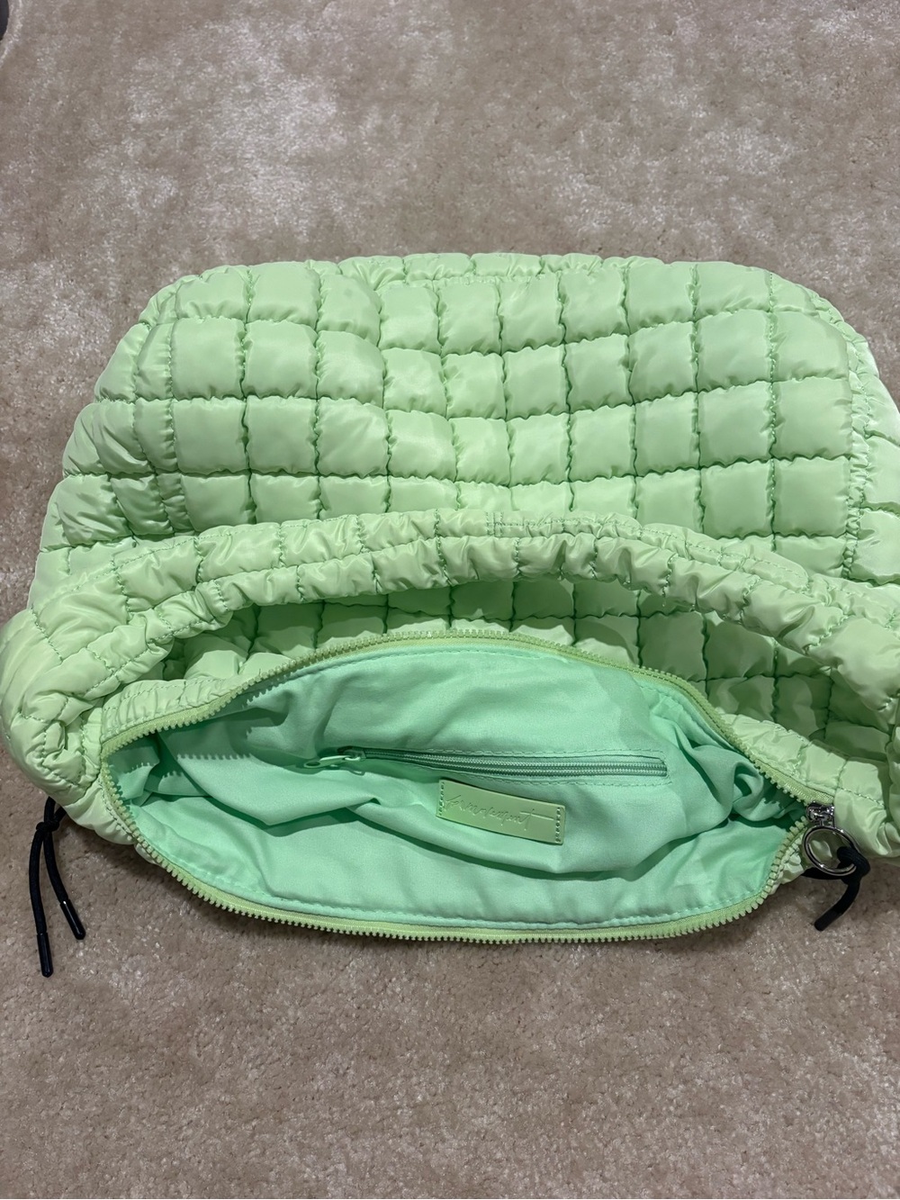 FP Movement by Free People. Quilted Carry All. Puffer Shoulder Bag. Pale Neon. - Picture 3 of 4